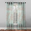 Elegant Floral Print Sheer Semi Transparent Curtain - Set of 2 -DS500C1