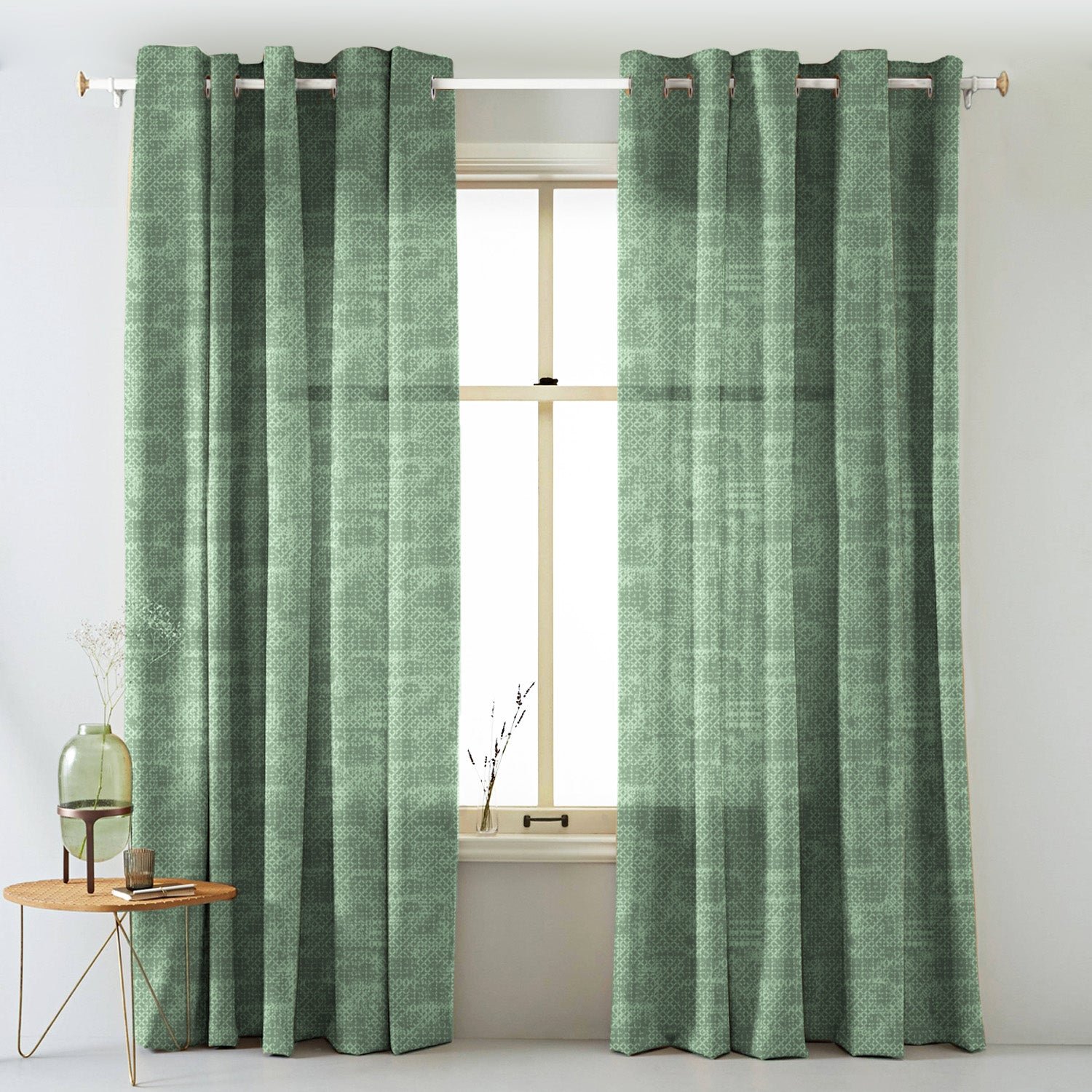 Elegant Abstract Print Matt Finish Room Darkening Curtain Set of 2 - MTDS522D