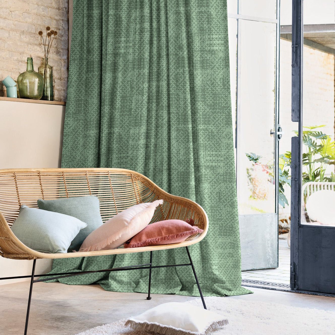 Elegant Abstract Print Matt Finish Room Darkening Curtain Set of 2 - MTDS522D - Image 4