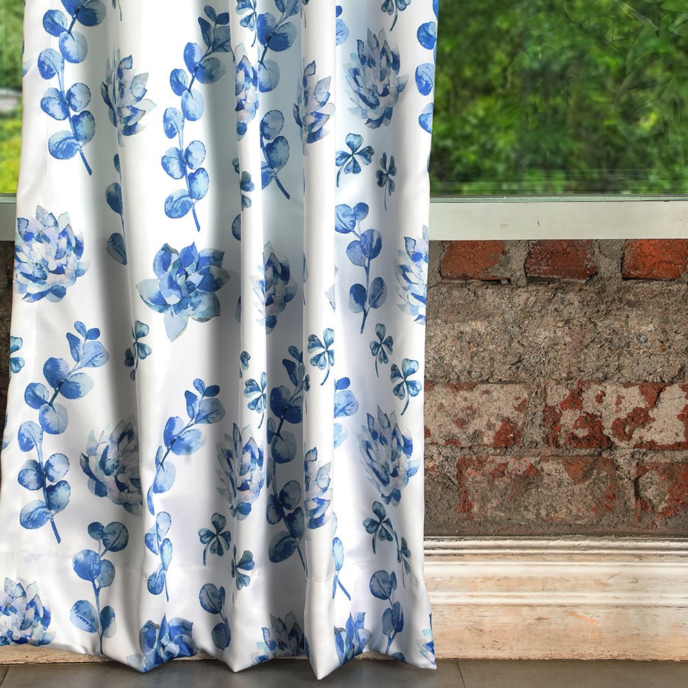 Elegant Floral Print Room Darkening Curtains Set of 2 DS19C - Image 4