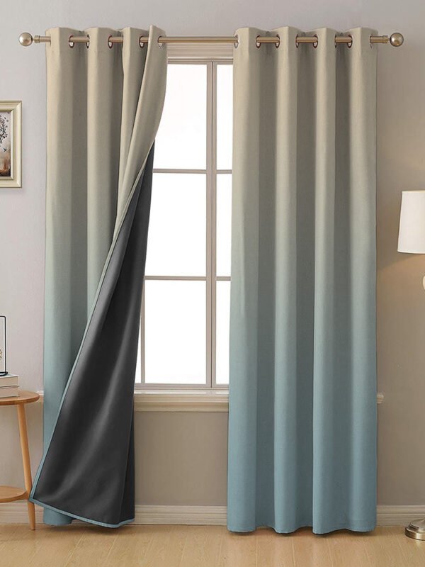 Ombre Beige Heavy Satin Blackout Curtains Set Of 2 - (FRDM1)
