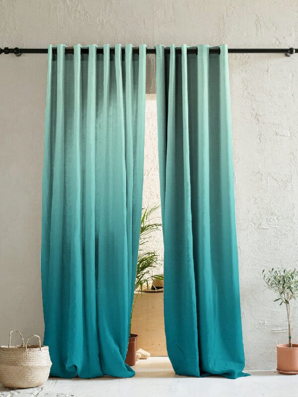 Elegant Ombre Print Room Darkening Curtain - Set of 2 - DSINH7