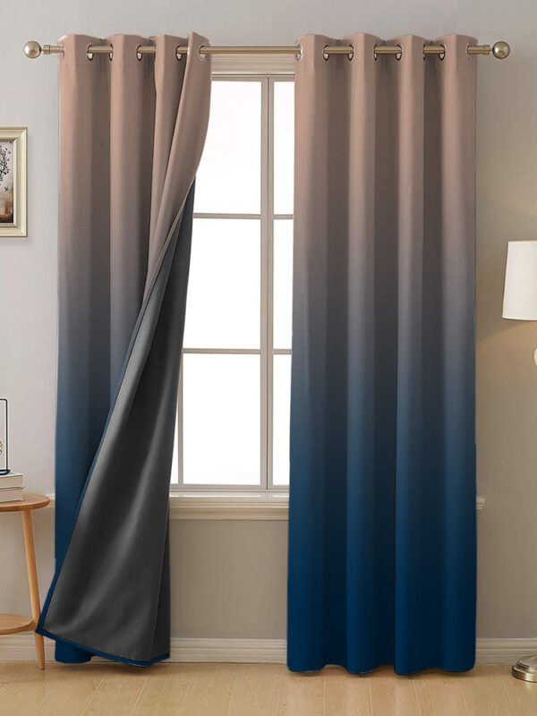 Ombre Blue Heavy Satin Blackout Curtains Set Of 2 - (MRCN2)