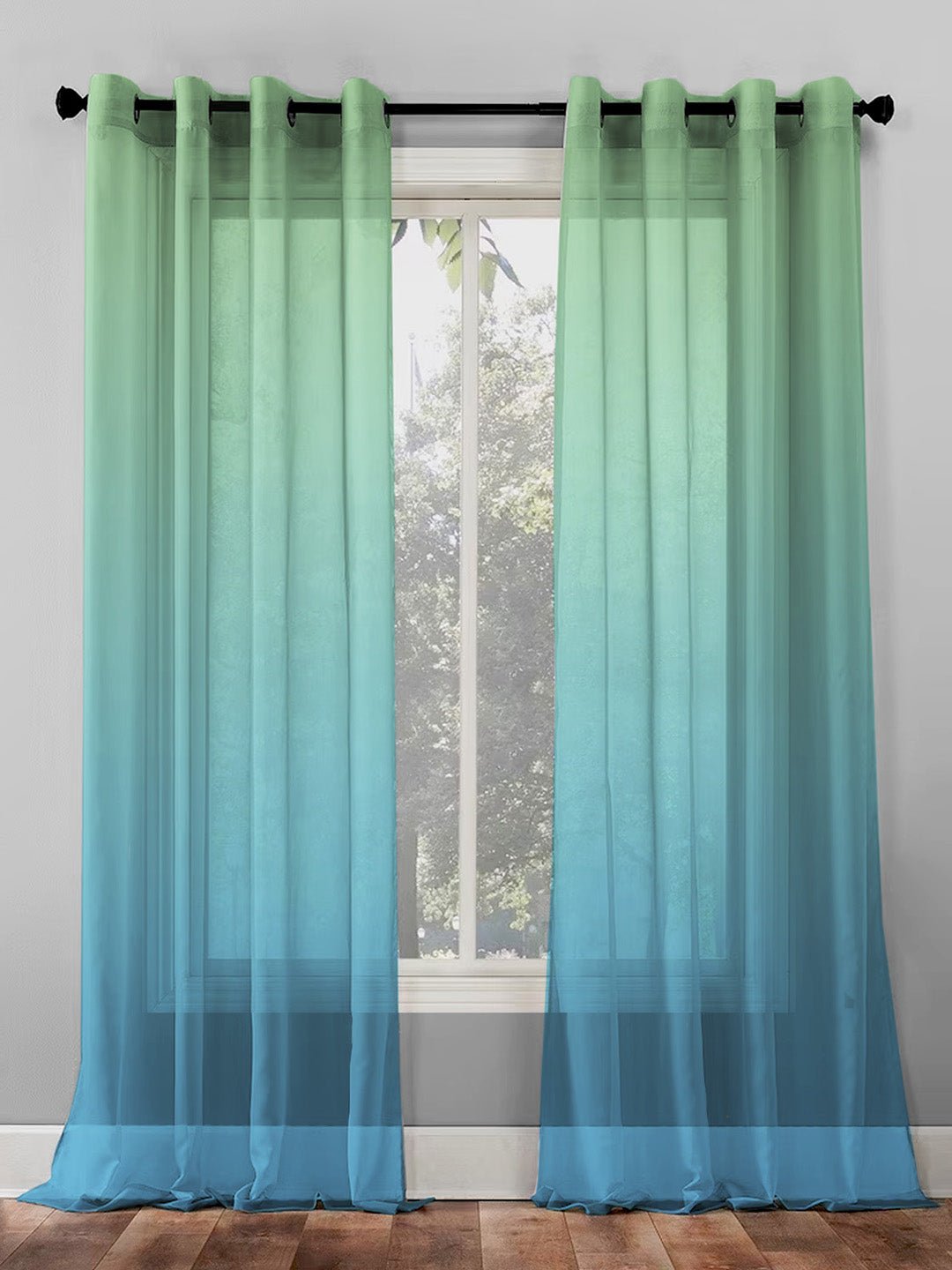 Elegant Ombre Print Sheer Semi Transparent Curtain - Set of 2 -OFC10
