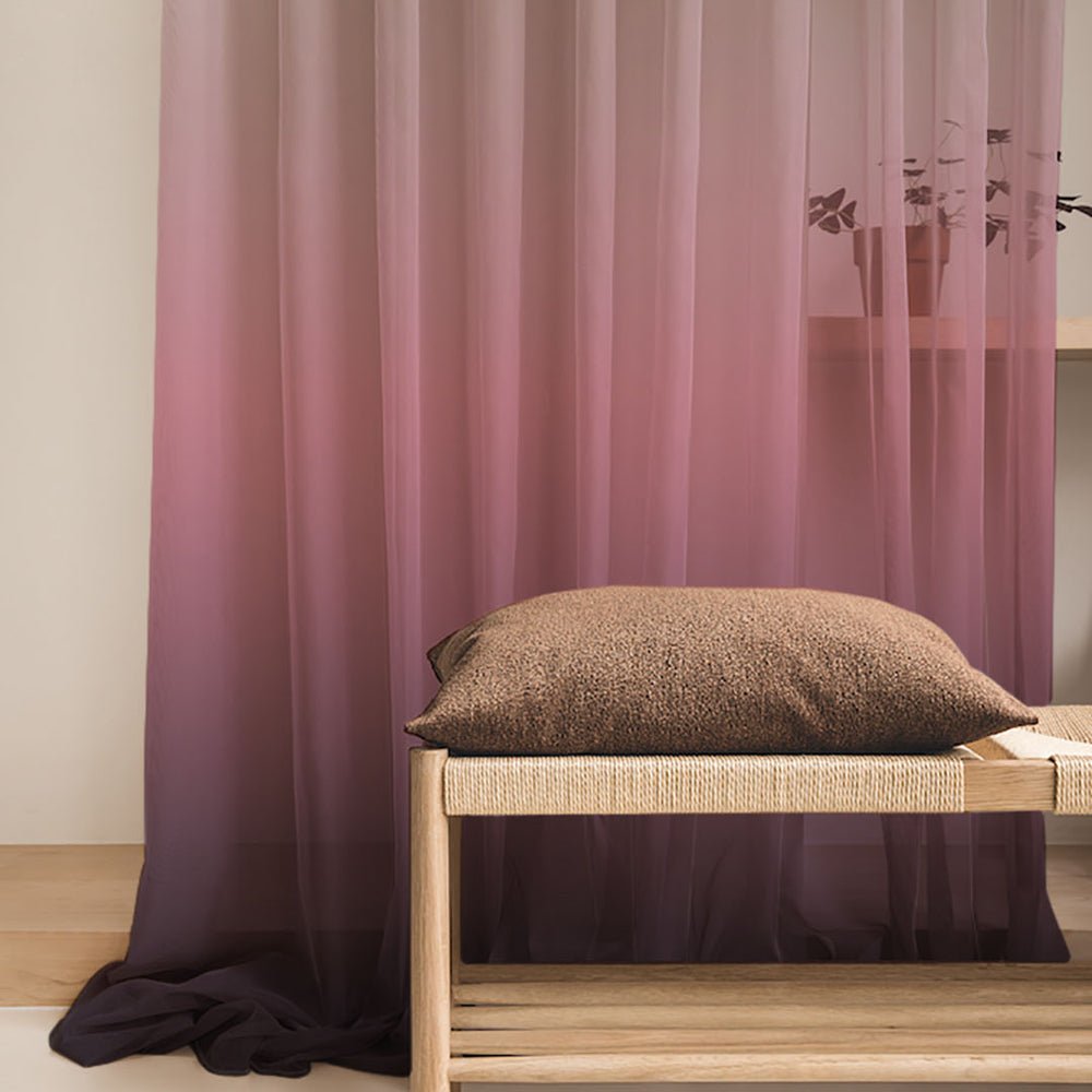 Elegant Ombre Print Sheer Semi Transparent Curtain - Set of 2 -OFC15 - Image 4