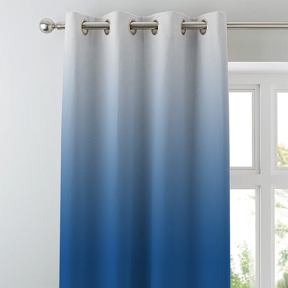 Ombre Powder Blue Heavy Satin Blackout Curtains Set Of 2 - (OMBRE23) - Image 3
