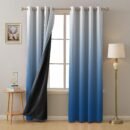 Ombre Powder Blue Heavy Satin Blackout Curtains Set Of 2 - (OMBRE23)