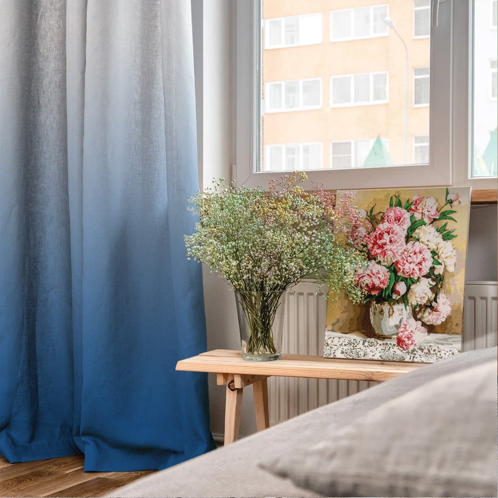 Ombre Powder Blue Heavy Satin Blackout Curtains Set Of 2 - (OMBRE23) - Image 5