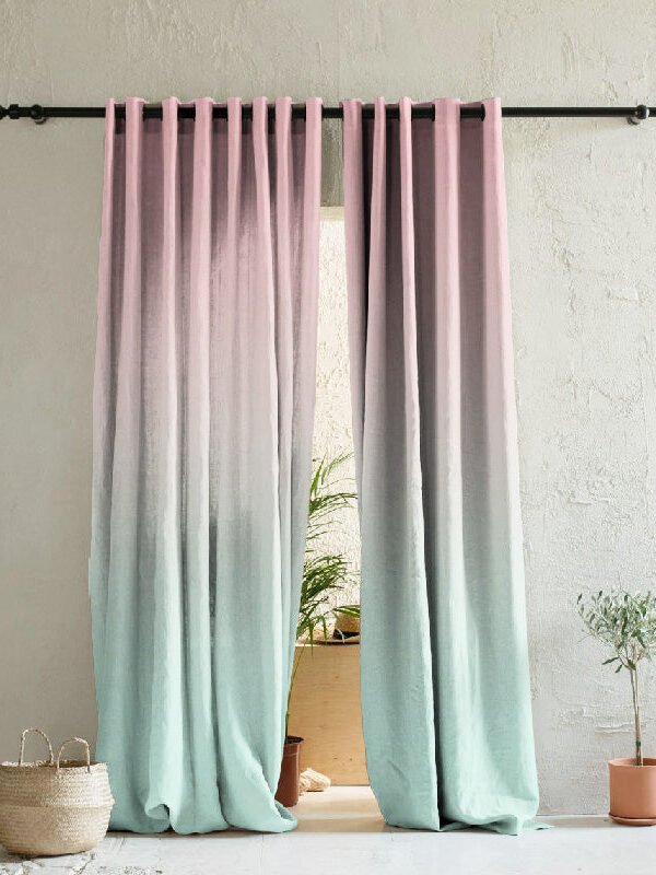 Elegant Ombre Print Room Darkening Curtain Set of 2, OMBRE25