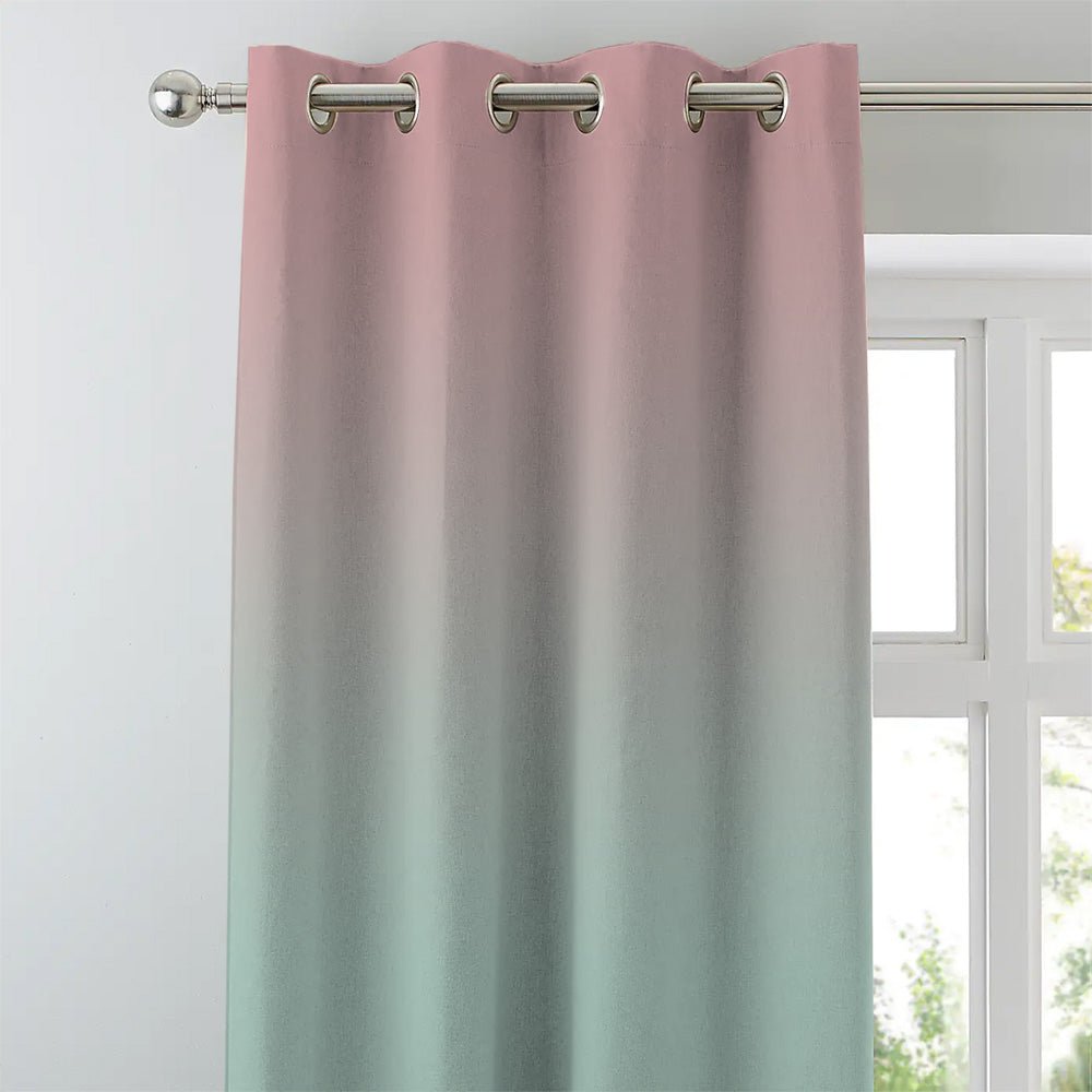 Ombre Tame Teal Heavy Satin Blackout Curtains Set Of 2 - (OMBRE25) - Image 3