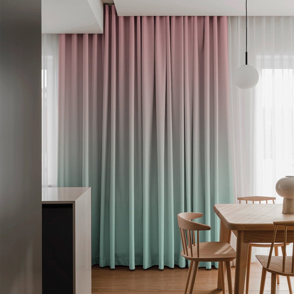 Ombre Tame Teal Heavy Satin Blackout Curtains Set Of 2 - (OMBRE25) - Image 4