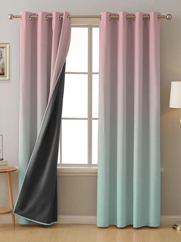 Ombre Tame Teal Heavy Satin Blackout Curtains Set Of 2 - (OMBRE25)