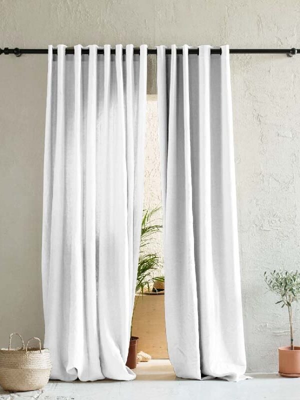 Plain White Heavy Satin Room Darkening Curtains Set Of 2 - (PLWHT)