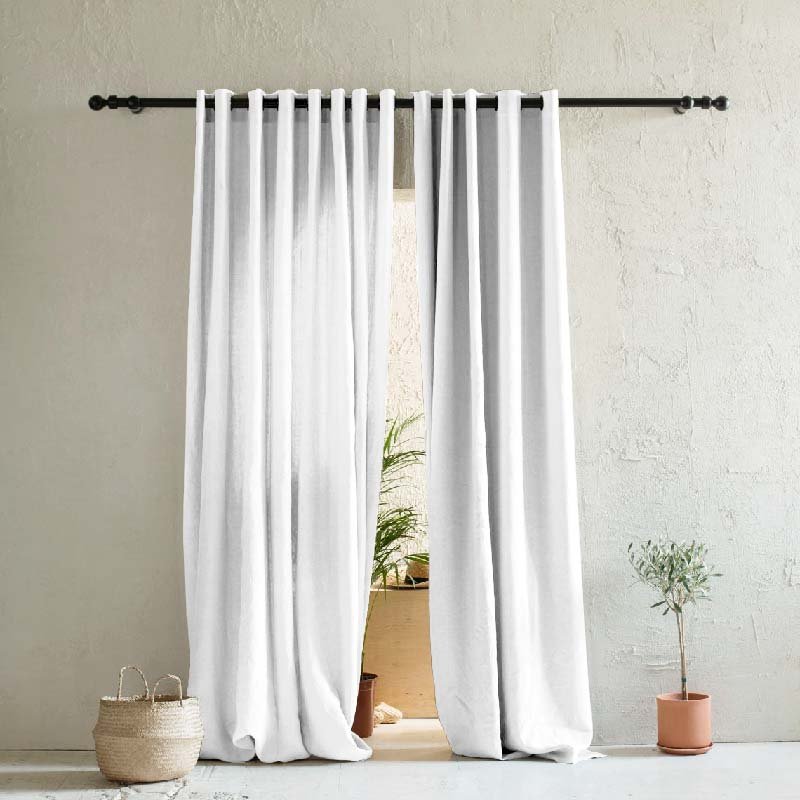 Plain White Heavy Satin Room Darkening Curtains Set Of 2 - (PLWHT)