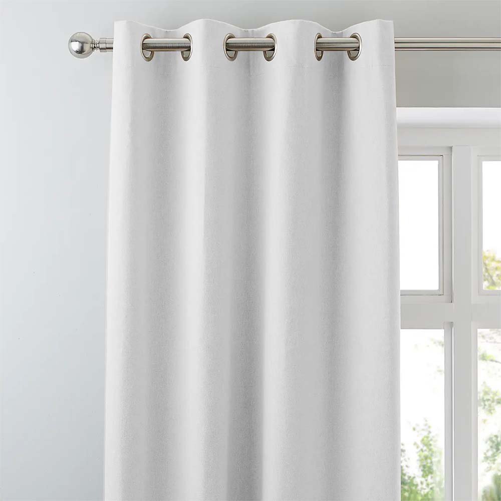 Plain White Heavy Satin Room Darkening Curtains Set Of 2 - (PLWHT) - Image 3