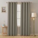 Sand Grey Micro Poly 100% Blackout Noise Reduction Thermal Insulation Curtain Set of 2 - (SandGrey4PASS)